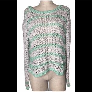 Free People Cloud Combo mint light gray open knit Small